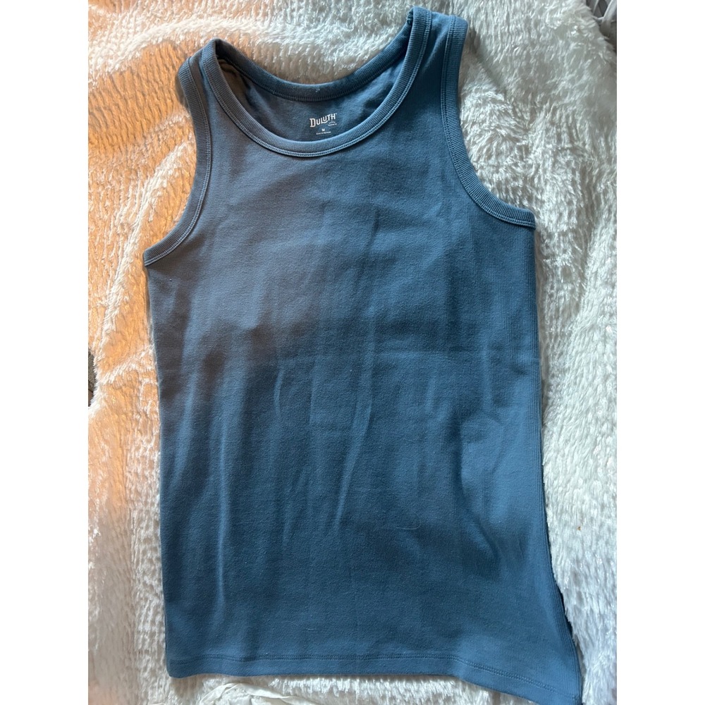 Duluth Trading Co Womens Blue Ribbed No-Yank Tank Top with Shelf Bra Size M - Picture 4 of 5